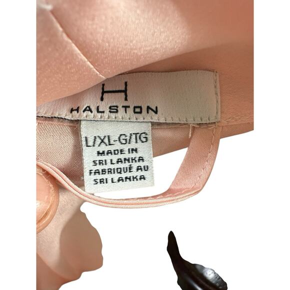 Vtg Halston Blush Pink Robe White Lace Trim Coquette Satin Boudoir Lingerie L/XL - Picture 6 of 7